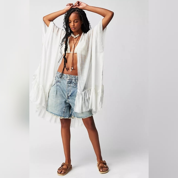 Free People Other - NWT Free People Whisper Washed Ruffle Kimono